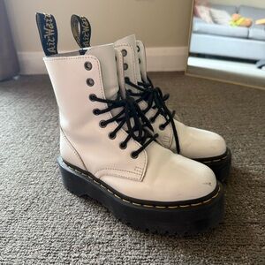 Dr. Martens White Combat Boots with Black Platform